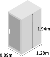 0.89m × 1.28m × 1.94m