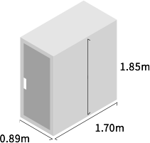 0.89m × 1.70m × 1.85m