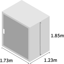 1.73m × 1.23m × 1.85m