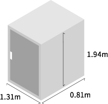 1.28m × 1.65m × 1.85m